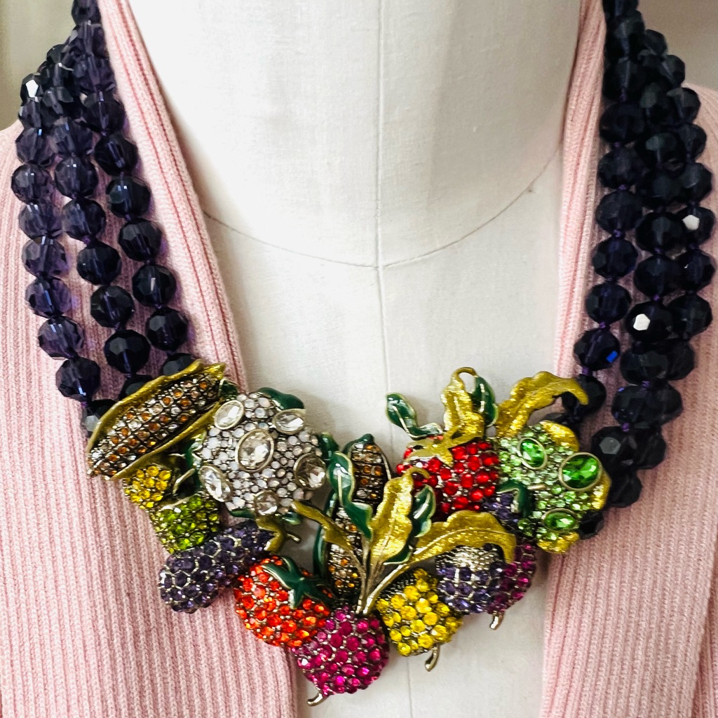 Heidi Daus “Veggie Delight” Swarovski Crystals Vegetable Harvest Necklace